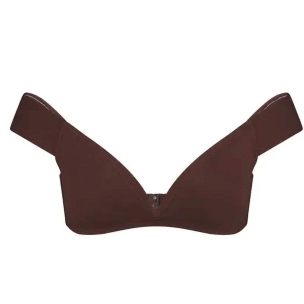 SKIMS Shaping Swim Off-the-shoulder Top sz.S Cocoa NWOT - Picture 7 of 7